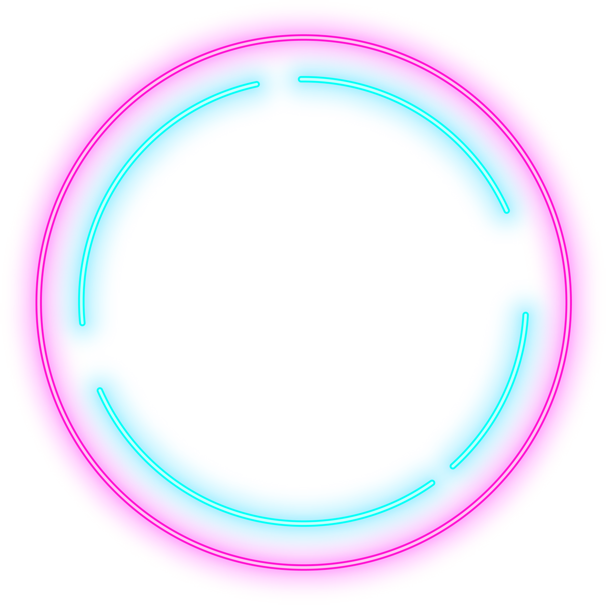 Neon pink green circle frame.